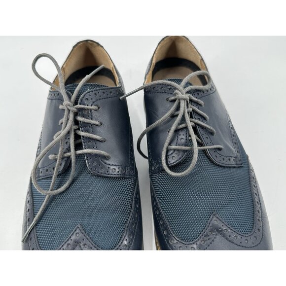 Cole Haan Men's Wingtip Oxfords Blue Leather Lace Up Rubber Sole 12M - Picture 4 of 10